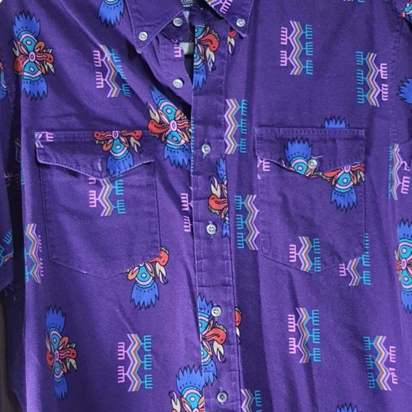 Vintage WRANGLER Cowboy Cut Western Button Down Shirt 15½ 34 X Long Single Stitc - Picture 12 of 16